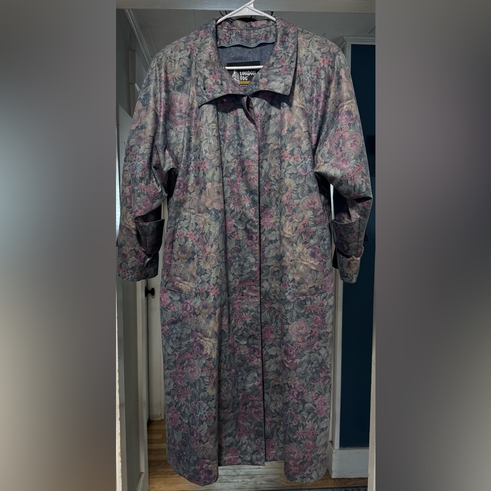 Vintage 1980’s London Fog Tapestry Print Trench Coat